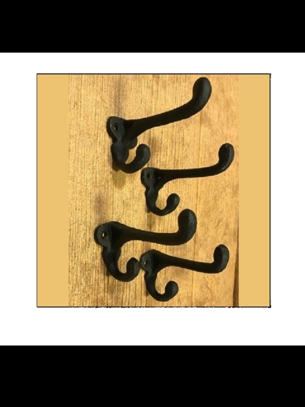 Four (4) Cast Iron Black 2 3/4" tall Double Wall Hooks Set of Four (4) 01202 B
